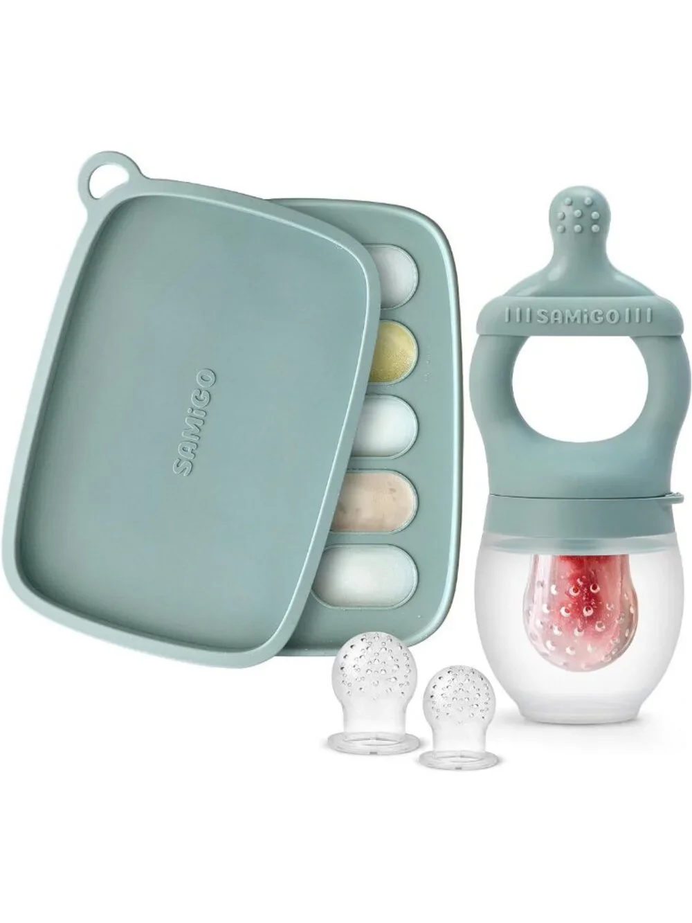 Baby Food Feeder & Breastmilk Popsicle Mold Set - Silicone Teether & Pacifier